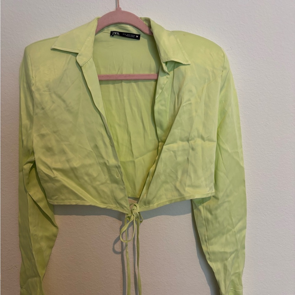 Zara Satin Light Green Blouse